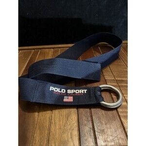 Ralph Lauren Polo Sport Mens Adjustable Navy Belt Clip D Ring 90s Rare VTG